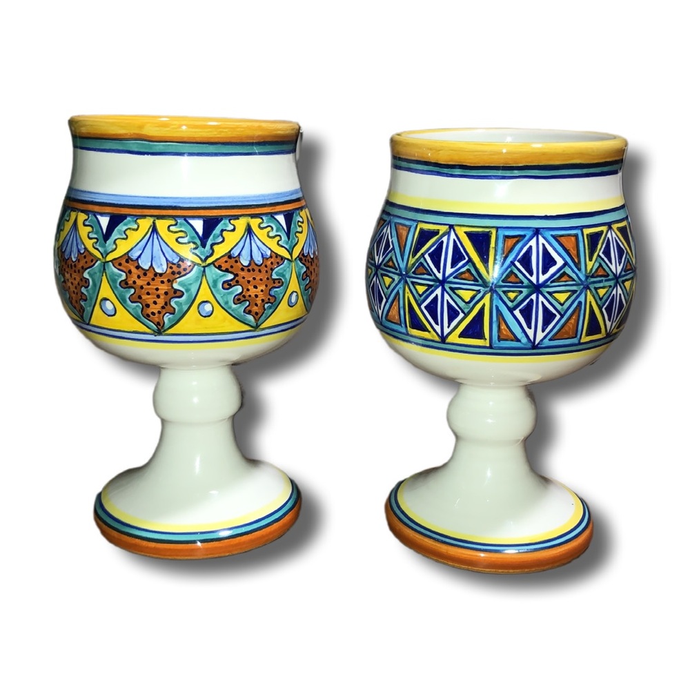 Pair of vintage Franco Mari wine goblets